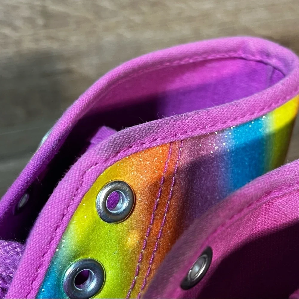 JoJo Siwa Legacee High Bow Sneaker‎ Shoes Rainbow Glitter Girl's Size 4 Lace Up